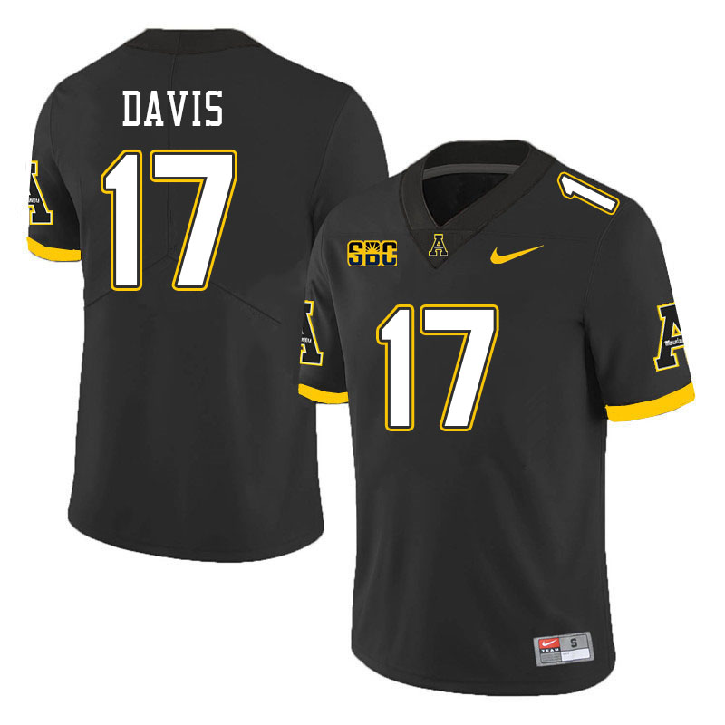 Men #17 Dashaun Davis Appalachian State Mountaineers College Football Jerseys Stitched Sale-Black